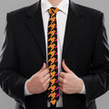 Orange Pink And Black Houndstooth Print Necktie