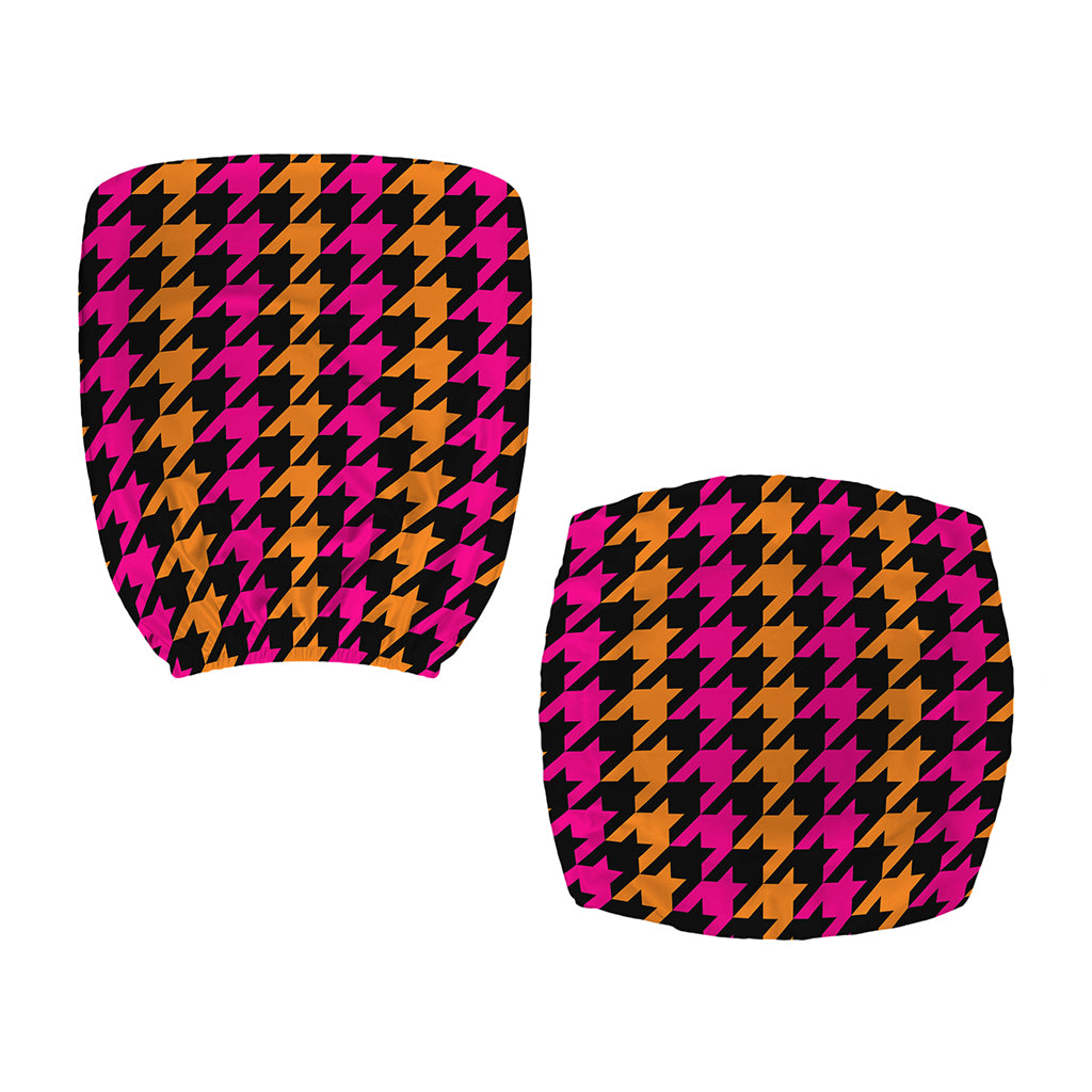 Orange Pink And Black Houndstooth Print Office Chair Cover