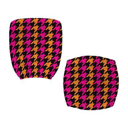 Orange Pink And Black Houndstooth Print Office Chair Cover