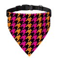 Orange Pink And Black Houndstooth Print Over The Collar Dog Bandana
