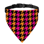 Orange Pink And Black Houndstooth Print Over The Collar Dog Bandana