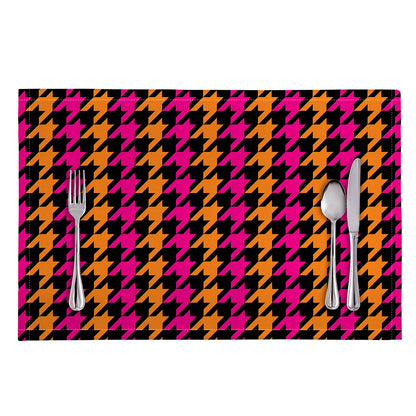 Orange Pink And Black Houndstooth Print Placemat