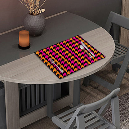 Orange Pink And Black Houndstooth Print Placemat