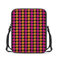 Orange Pink And Black Houndstooth Print Rectangular Crossbody Bag
