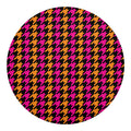 Orange Pink And Black Houndstooth Print Round Blanket