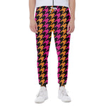 Orange Pink And Black Houndstooth Print Scuba Joggers