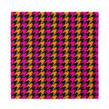Orange Pink And Black Houndstooth Print Silk Bandana