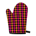 Orange Pink And Black Houndstooth Print Single Oven Mitt