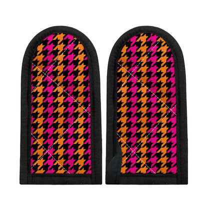 Orange Pink And Black Houndstooth Print Skillet Handle Cover