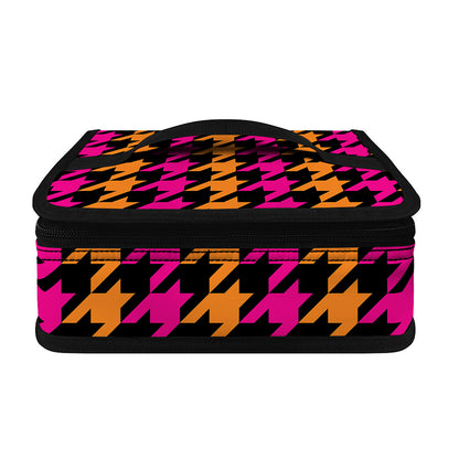 Orange Pink And Black Houndstooth Print Small Lunch Bag