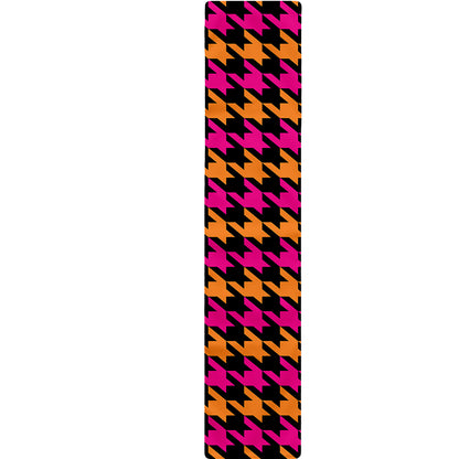 Orange Pink And Black Houndstooth Print Table Runner