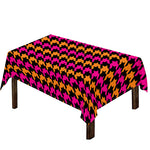 Orange Pink And Black Houndstooth Print Tablecloth