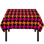 Orange Pink And Black Houndstooth Print Tablecloth