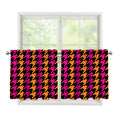 Orange Pink And Black Houndstooth Print Tier Curtains