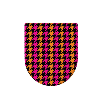 Orange Pink And Black Houndstooth Print Toilet Lid Cover