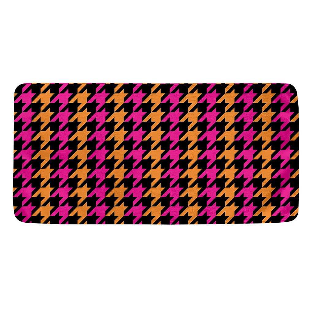 Orange Pink And Black Houndstooth Print Towel