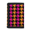 Orange Pink And Black Houndstooth Print Trifold Wallet