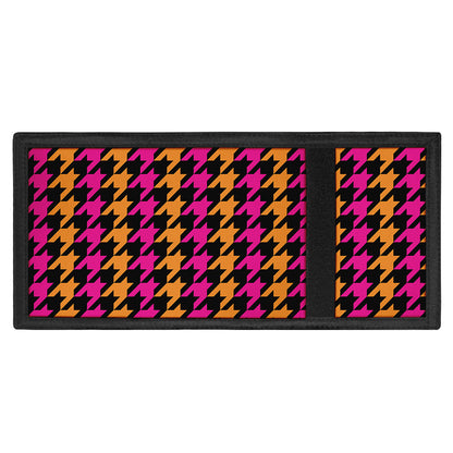 Orange Pink And Black Houndstooth Print Trifold Wallet