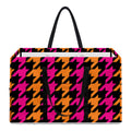 Orange Pink And Black Houndstooth Print Utility Tote Bag