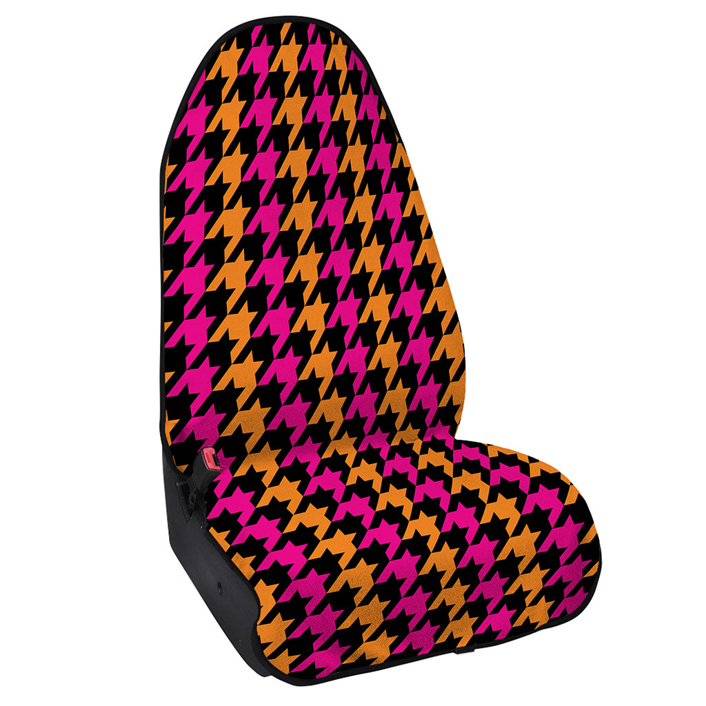 Orange Pink And Black Houndstooth Print Waterproof Car Seat Cover