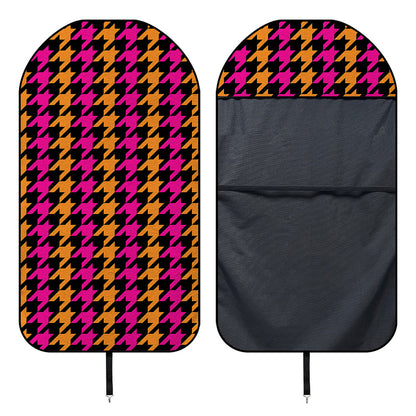 Orange Pink And Black Houndstooth Print Waterproof Car Seat Cover