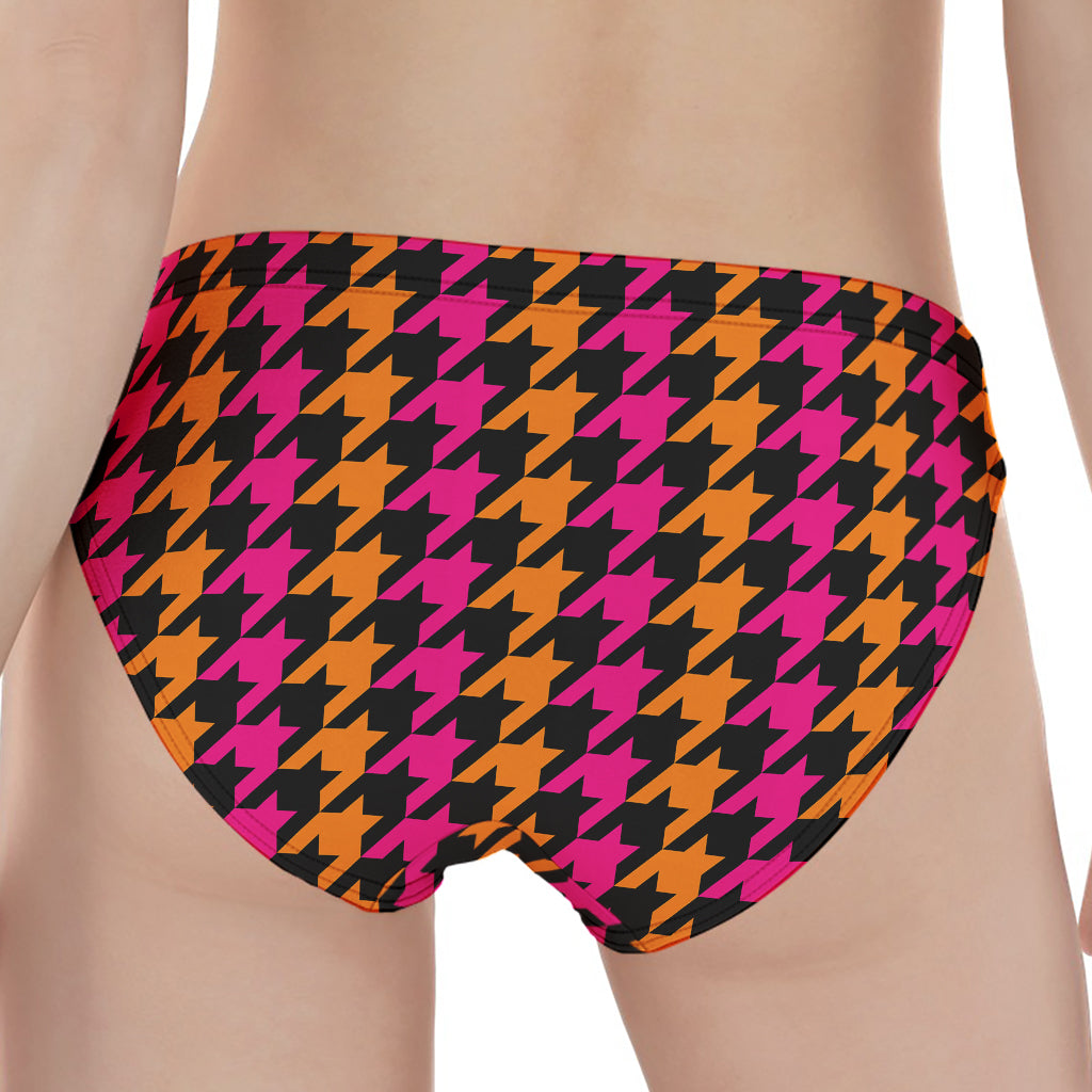 Orange Pink And Black Houndstooth Print Women's Panties