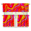 Orange Psychedelic Liquid Trippy Print 3 Piece Kitchen Curtains