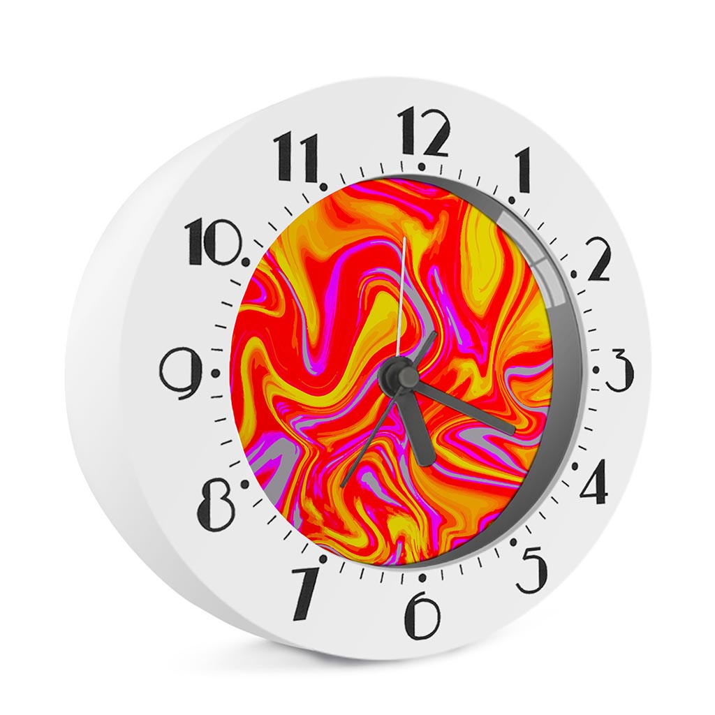 Orange Psychedelic Liquid Trippy Print Alarm Clock