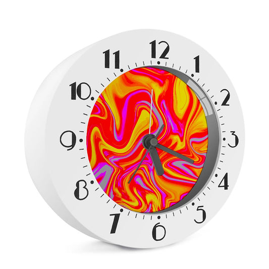 Orange Psychedelic Liquid Trippy Print Alarm Clock