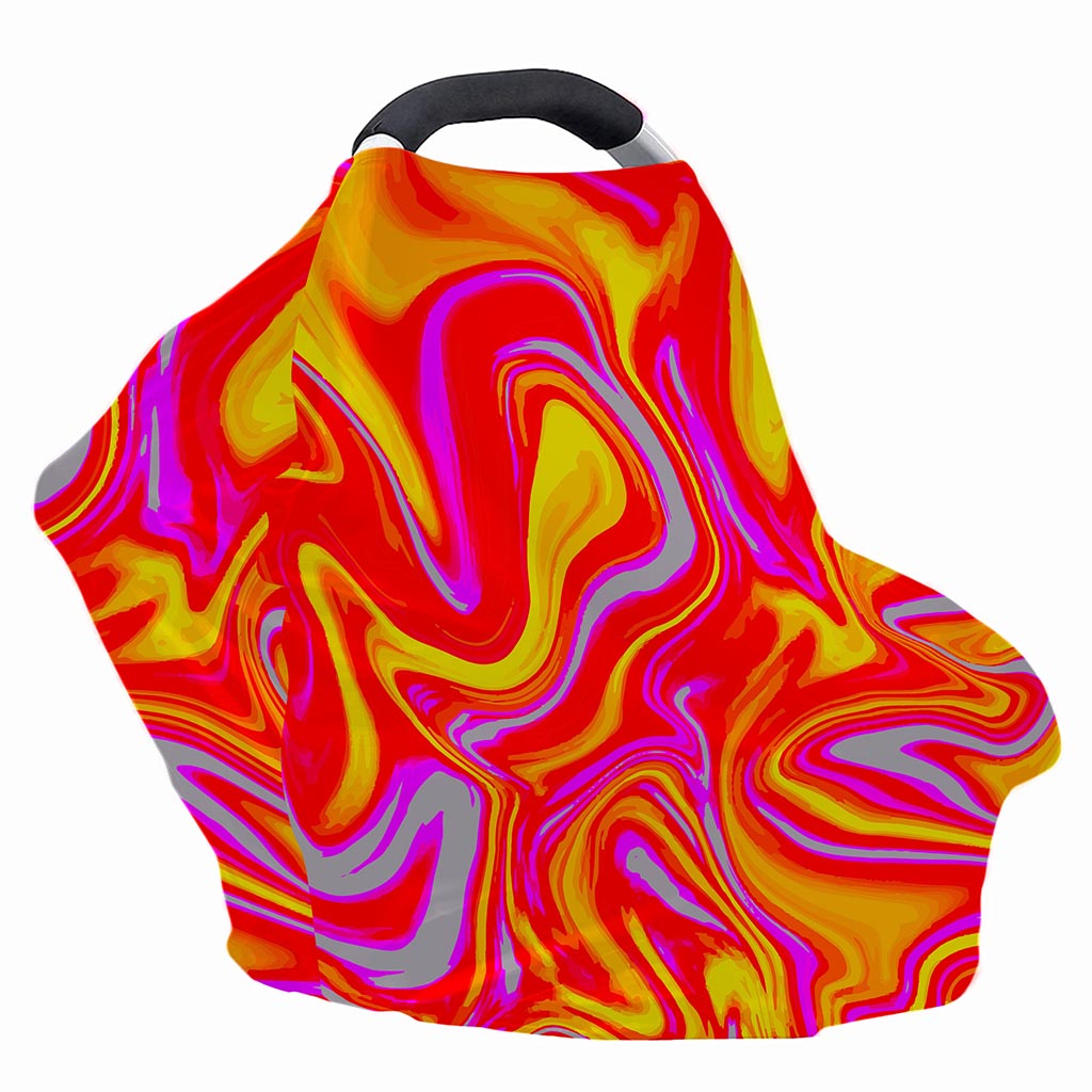 Orange Psychedelic Liquid Trippy Print Baby Seat Cover