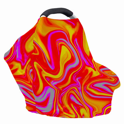 Orange Psychedelic Liquid Trippy Print Baby Seat Cover