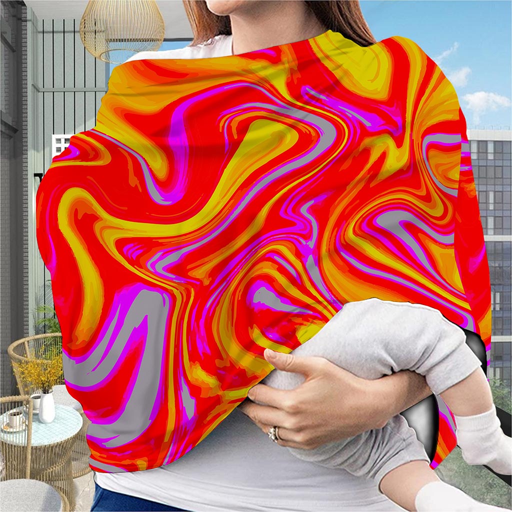 Orange Psychedelic Liquid Trippy Print Baby Seat Cover