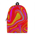 Orange Psychedelic Liquid Trippy Print School Backpack