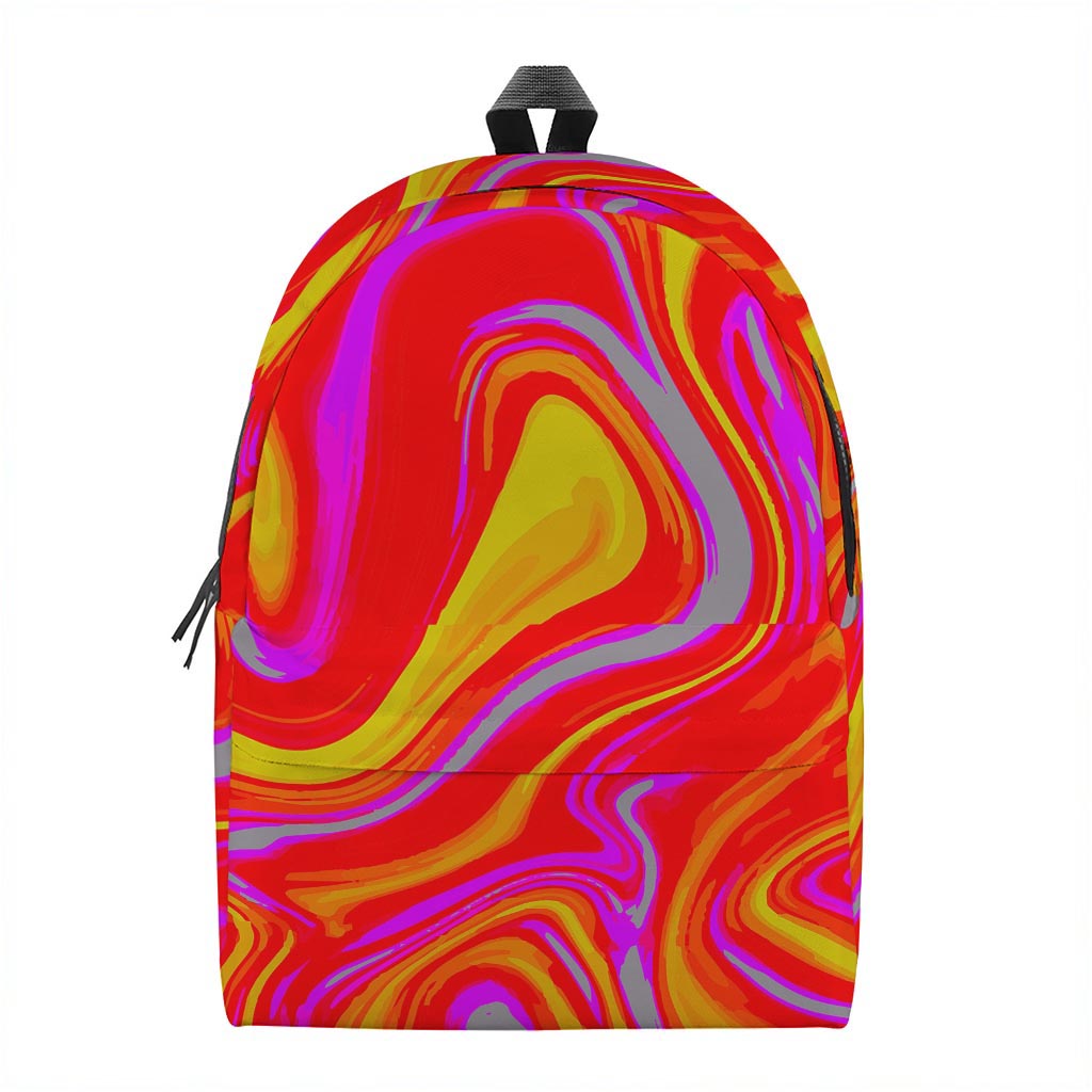 Orange Psychedelic Liquid Trippy Print Backpack