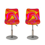 Orange Psychedelic Liquid Trippy Print Bar Stool Covers
