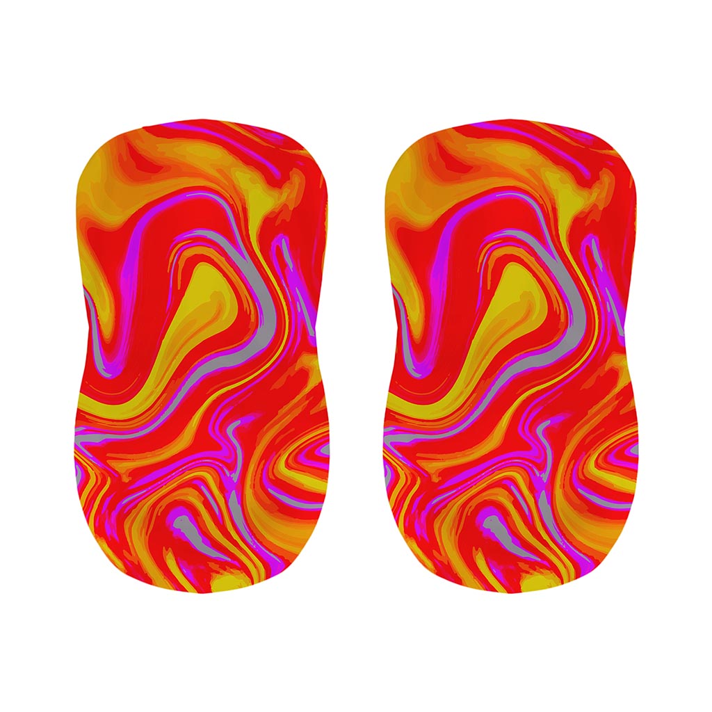 Orange Psychedelic Liquid Trippy Print Bar Stool Covers