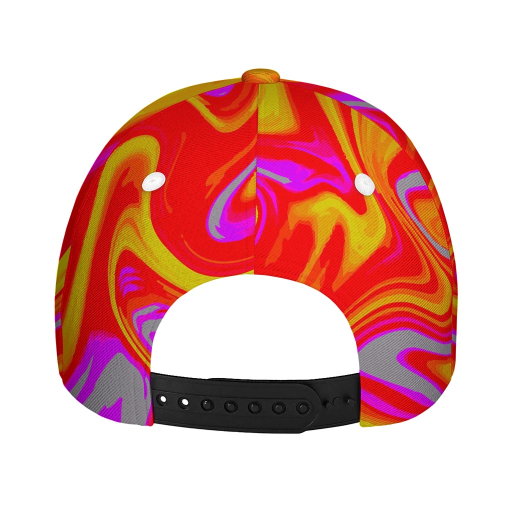 Orange Psychedelic Liquid Trippy Print Baseball Cap