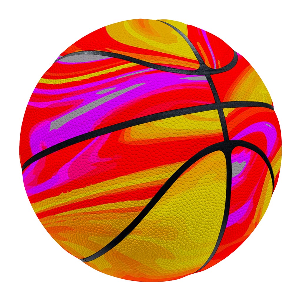 Orange Psychedelic Liquid Trippy Print Basketball
