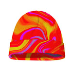 Orange Psychedelic Liquid Trippy Print Beanie