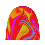 Orange Psychedelic Liquid Trippy Print Beanie