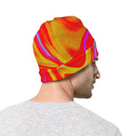 Orange Psychedelic Liquid Trippy Print Beanie