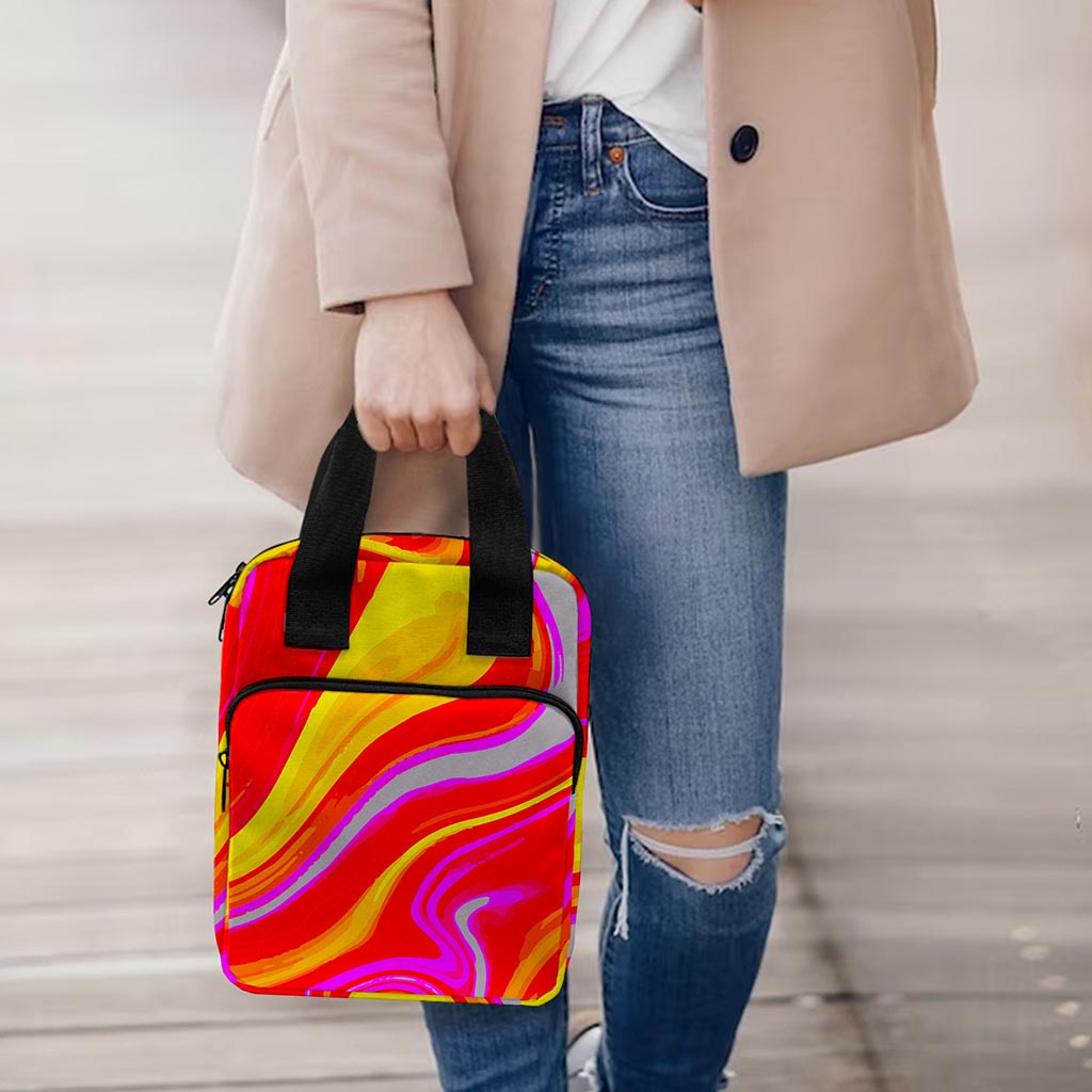 Orange Psychedelic Liquid Trippy Print Bible Tote Bag