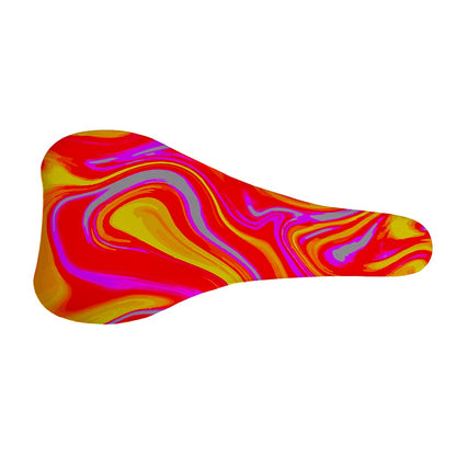Orange Psychedelic Liquid Trippy Print Bicycle Seat Cover