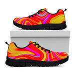 Orange Psychedelic Liquid Trippy Print Black Running Shoes