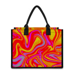 Orange Psychedelic Liquid Trippy Print Canvas Tote Bag
