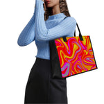 Orange Psychedelic Liquid Trippy Print Canvas Tote Bag