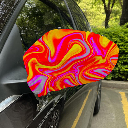 Orange Psychedelic Liquid Trippy Print Car Side Mirror Covers