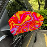 Orange Psychedelic Liquid Trippy Print Car Side Mirror Covers