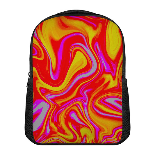 Orange Psychedelic Liquid Trippy Print Casual Backpack