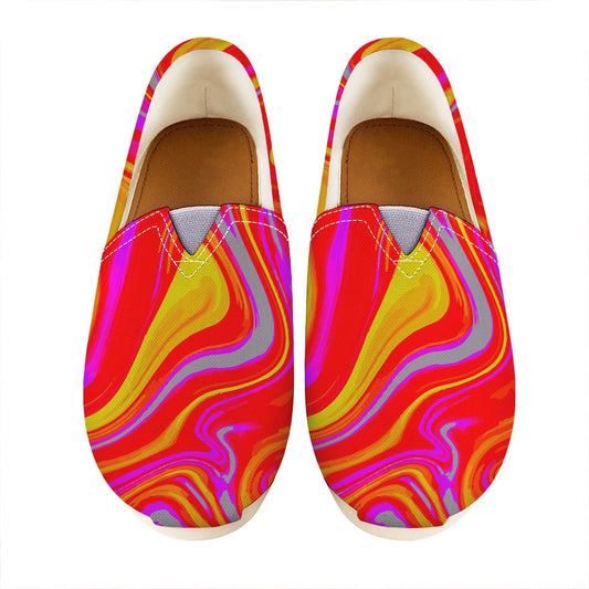 Orange Psychedelic Liquid Trippy Print Casual Shoes